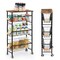 4 Tier Kitchen Rolling Utility Cart Narrow Storage Shelf with Wooden Tabletop, Wooden Handle, and Wheels for Bathroom Laundry Kitchen Narrow Spaces.